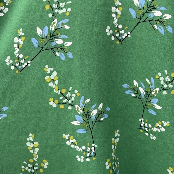 Ann Taylor LOFT Floral Long Sleeve A-Line Mini Dress Boho Green 6 - Picture 11 of 12